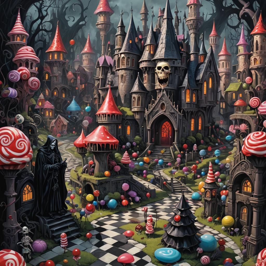 Sinister Gothic Candy Land Digital Art