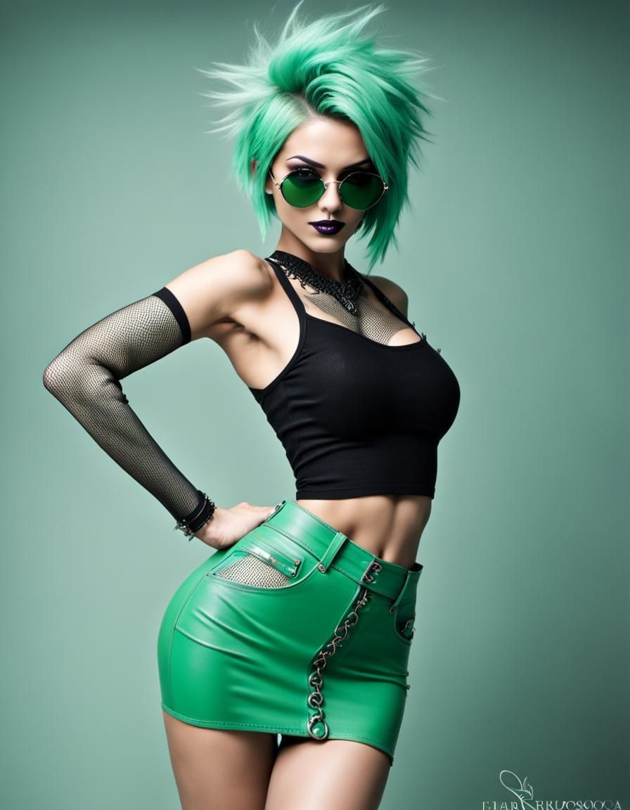 Girl with Mint Hairstyle in Detailed Digital Art