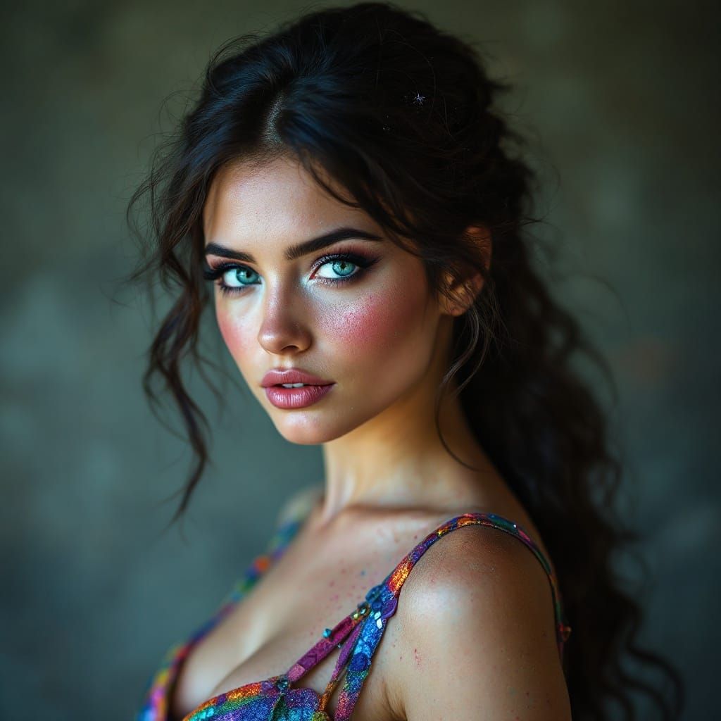 Galactic Beauty: Woman with Expressive Eyes