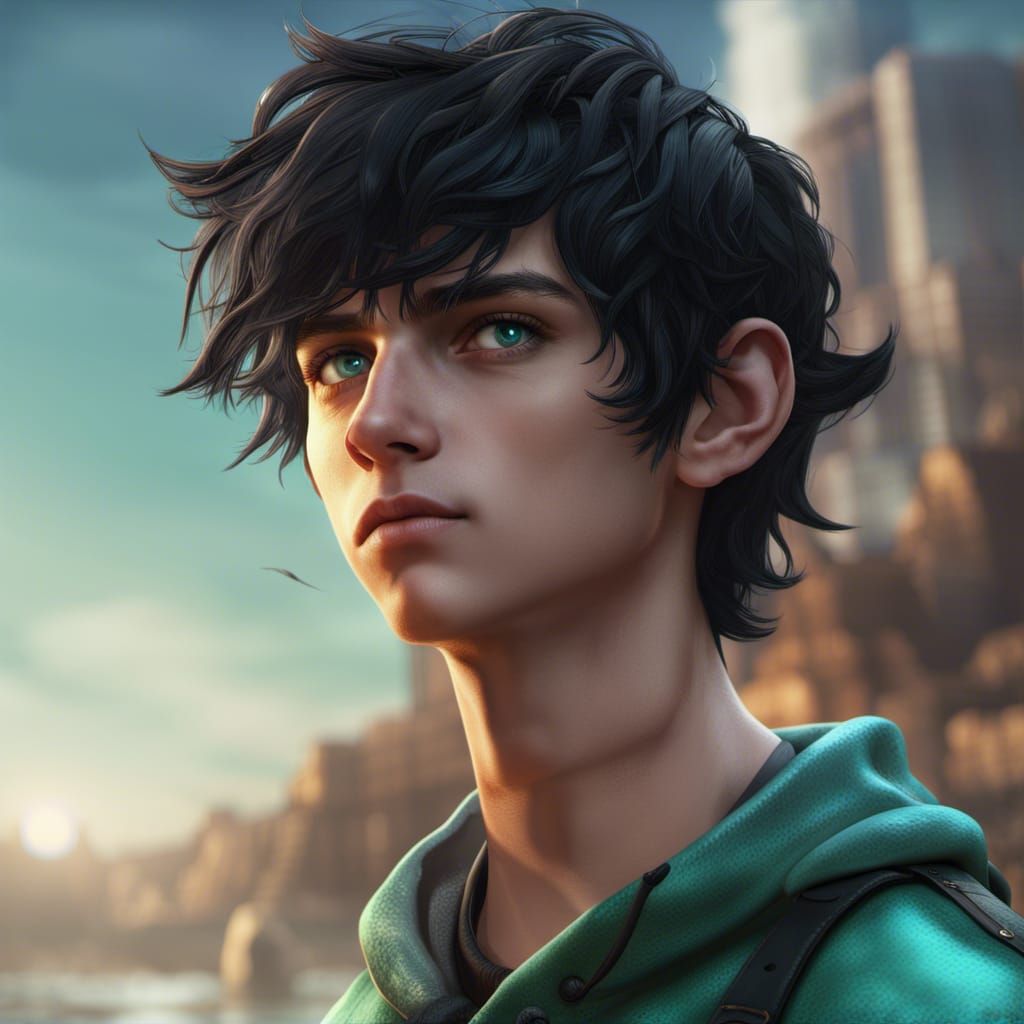 Teenage Boy with Sea Green Eyes: Fantasy Concept Art