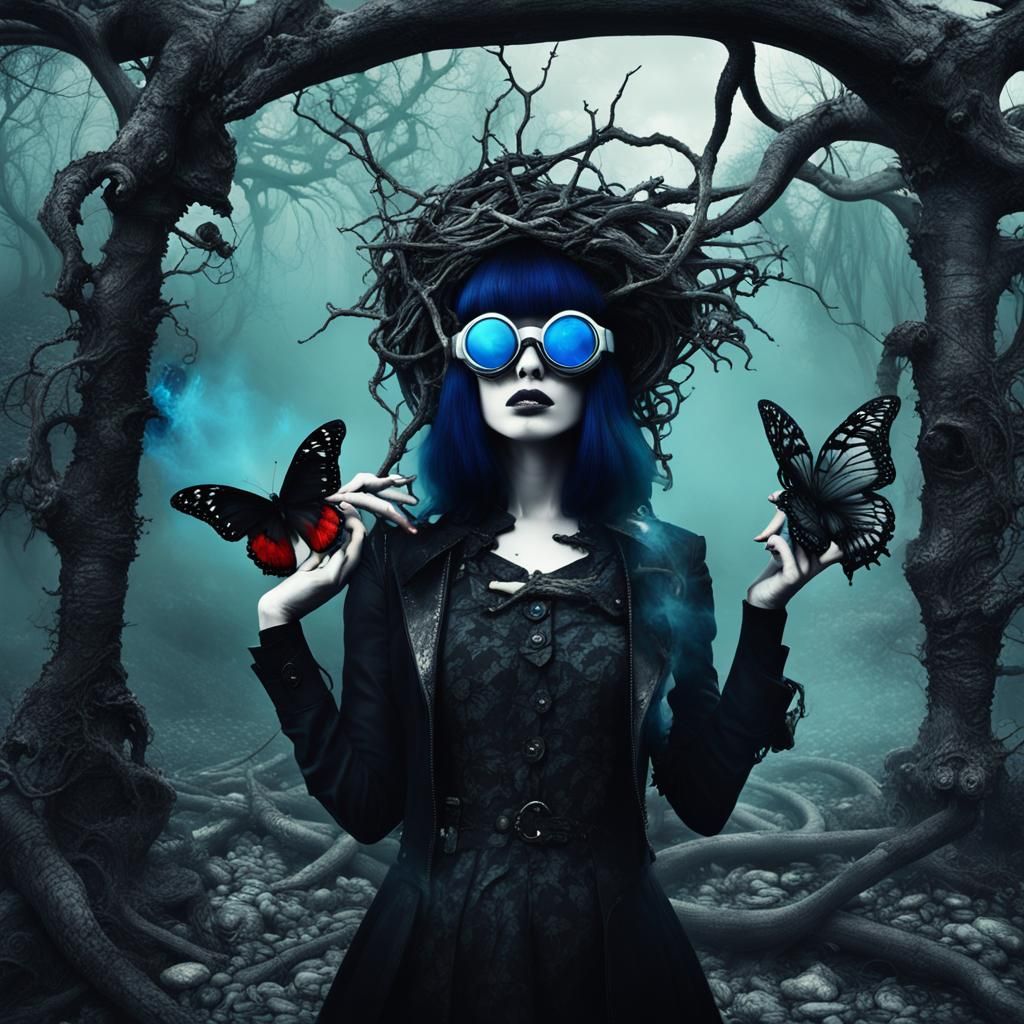 Gothic Model in Decayed VR Scene