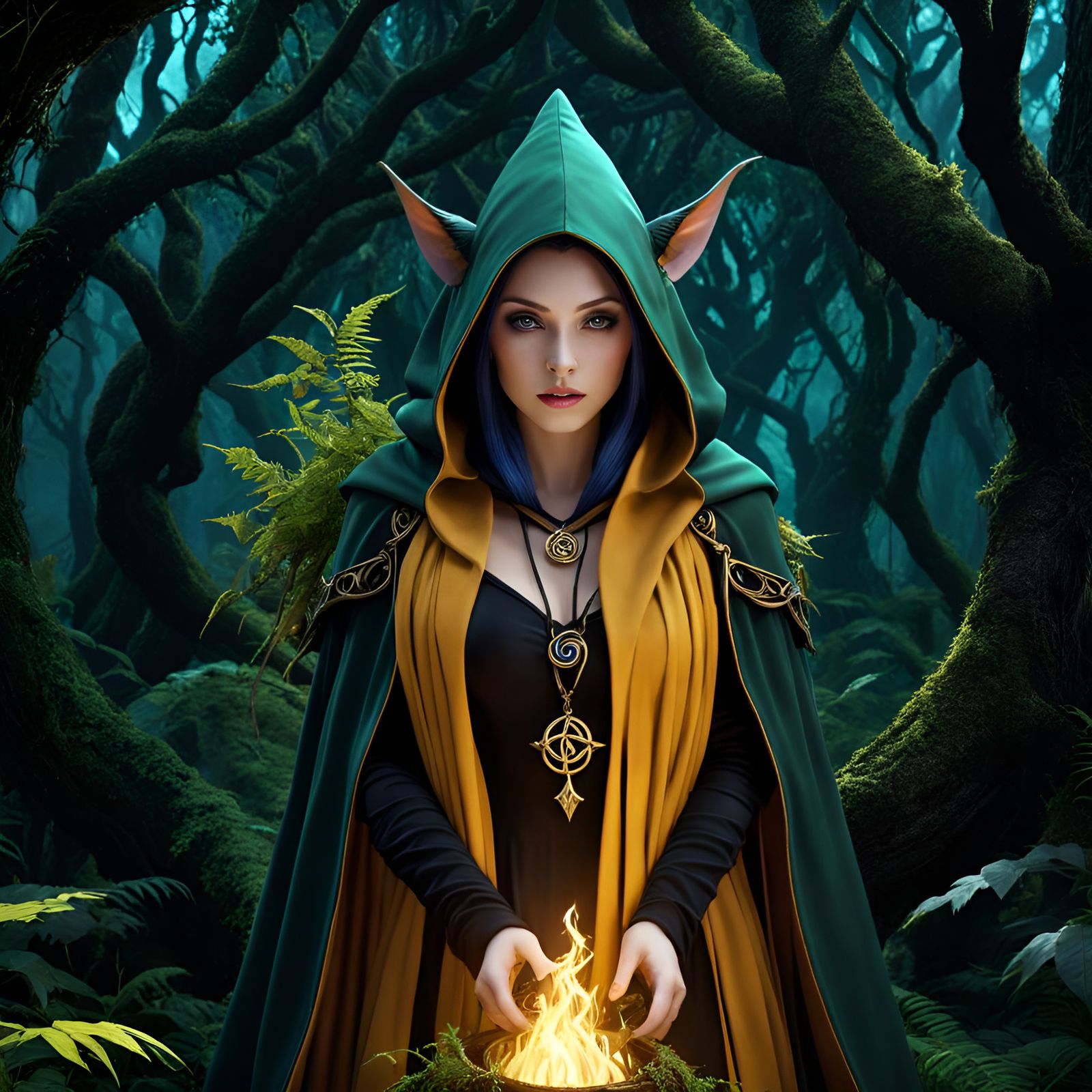 Enchanting Forest Sorcerer Channeling Arcane Magic