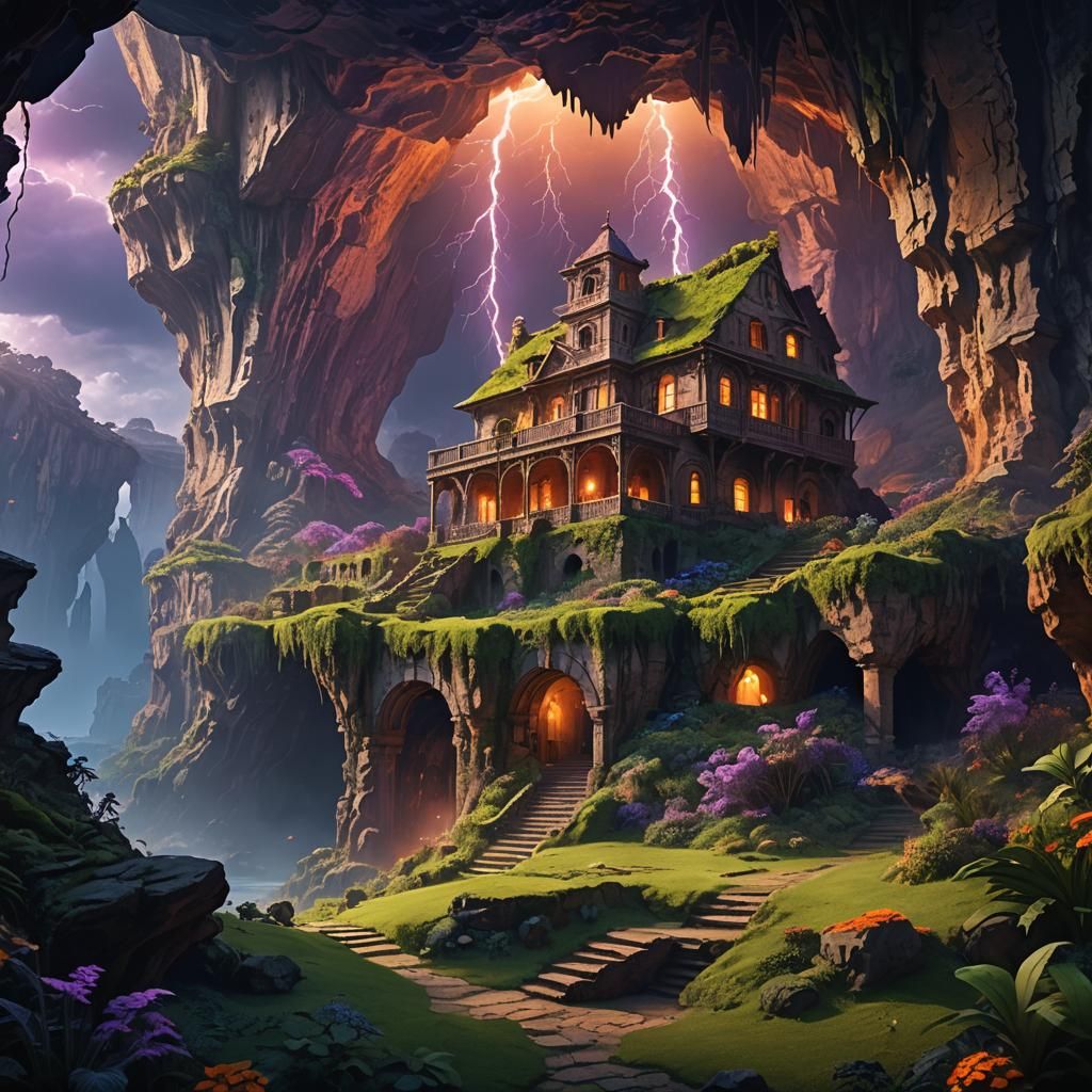 Lush Garden House Inside Jupiter Cave