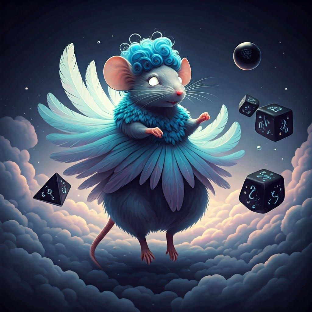 Enchanting Mouse Lady Dances Amidst Celestial Landscape
