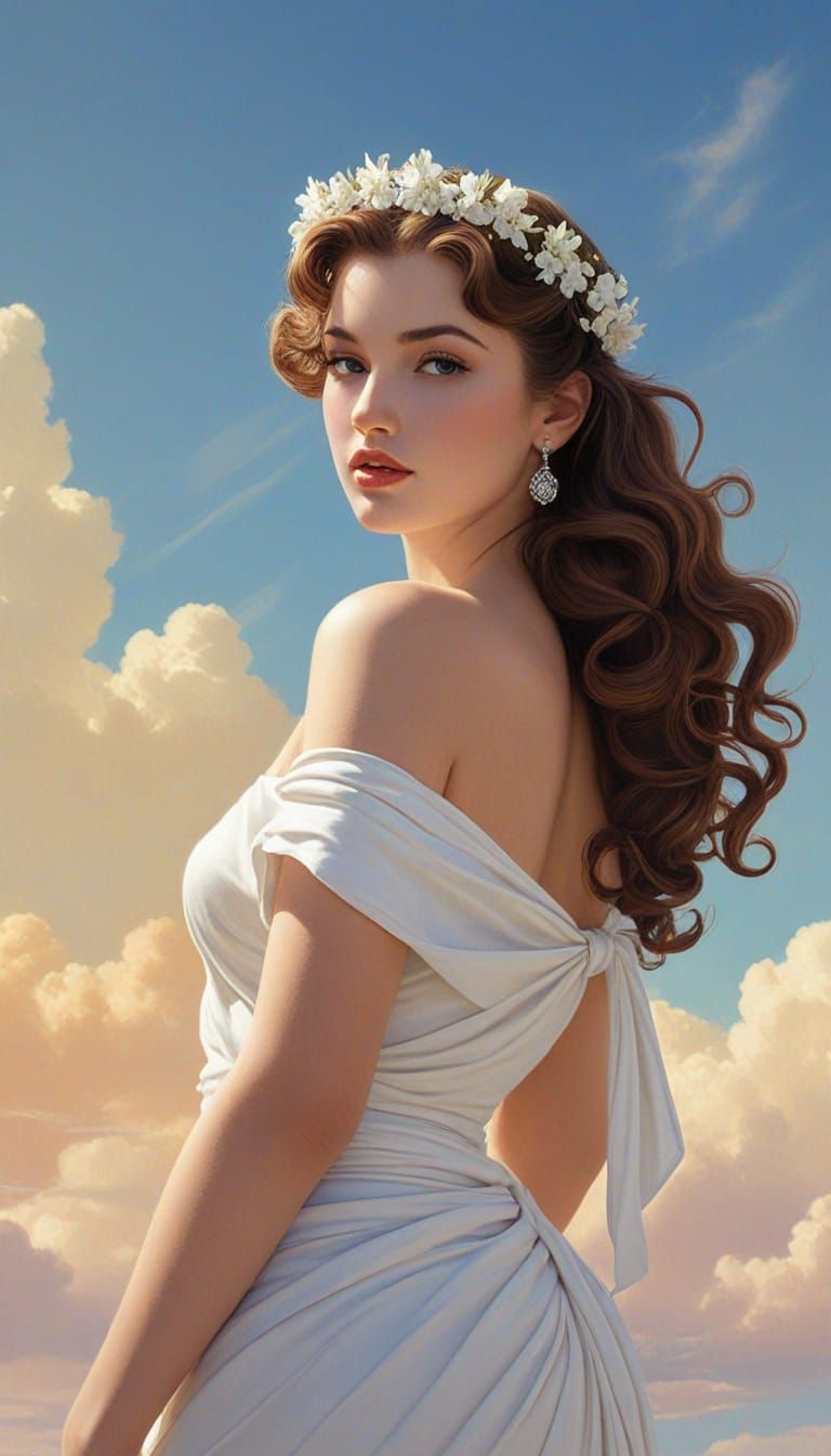 Greek Goddess Pin-Up in Vibrant Colors