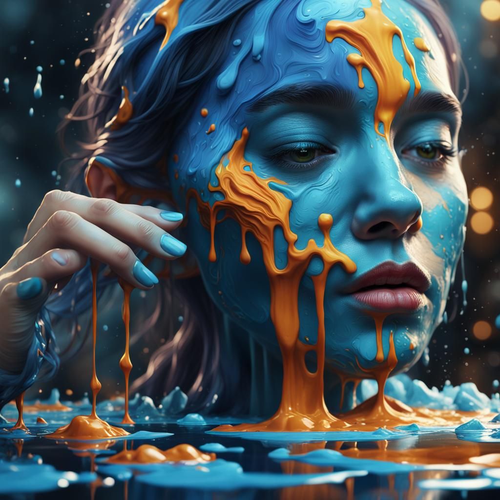 Woman Melting Into Art: Detailed Matte Painting