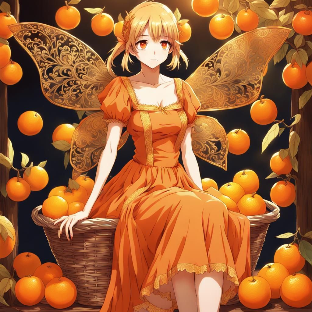 Orange Fairy on Fruit Basket, Anime Art