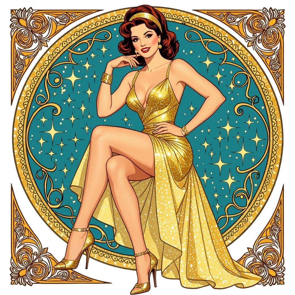 Patsy Cline in Art Nouveau Portrait