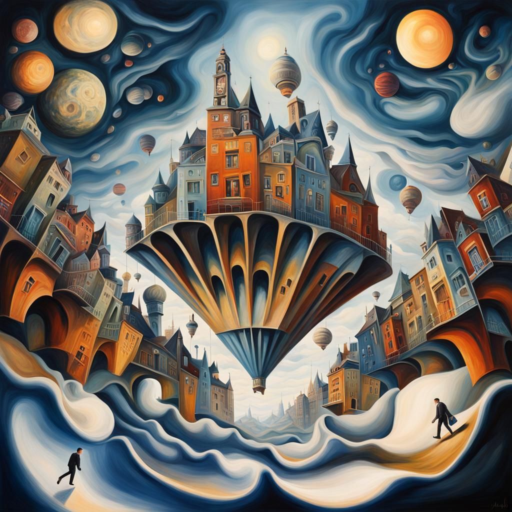 Surreal Upside Down World in Dreamlike Magic Realism