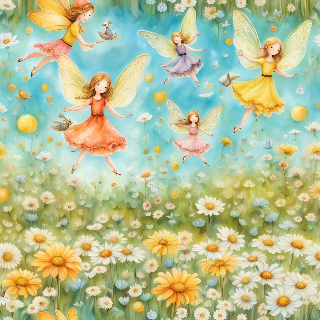 Whimsical Fairy Wonderland with Flying Doves