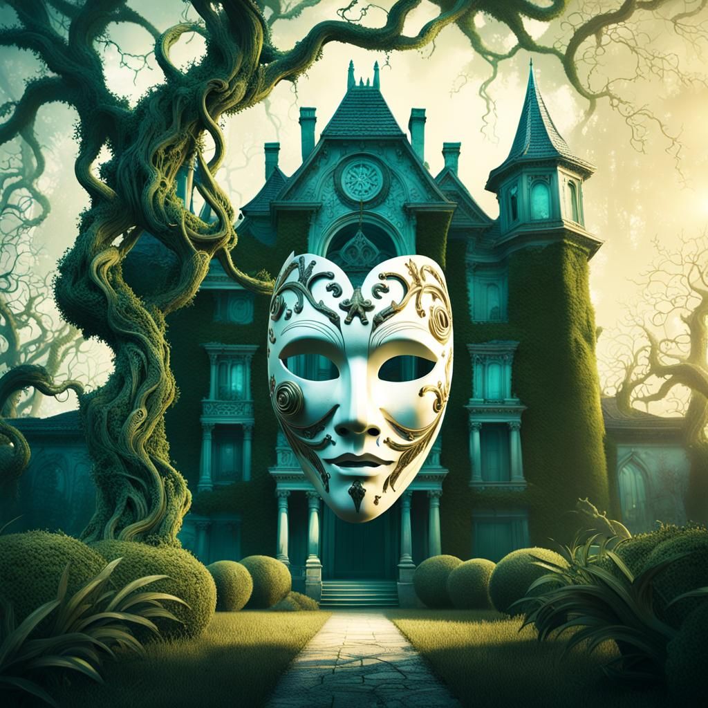 Surreal Masquerade Mask Concept Art in Ethereal Light