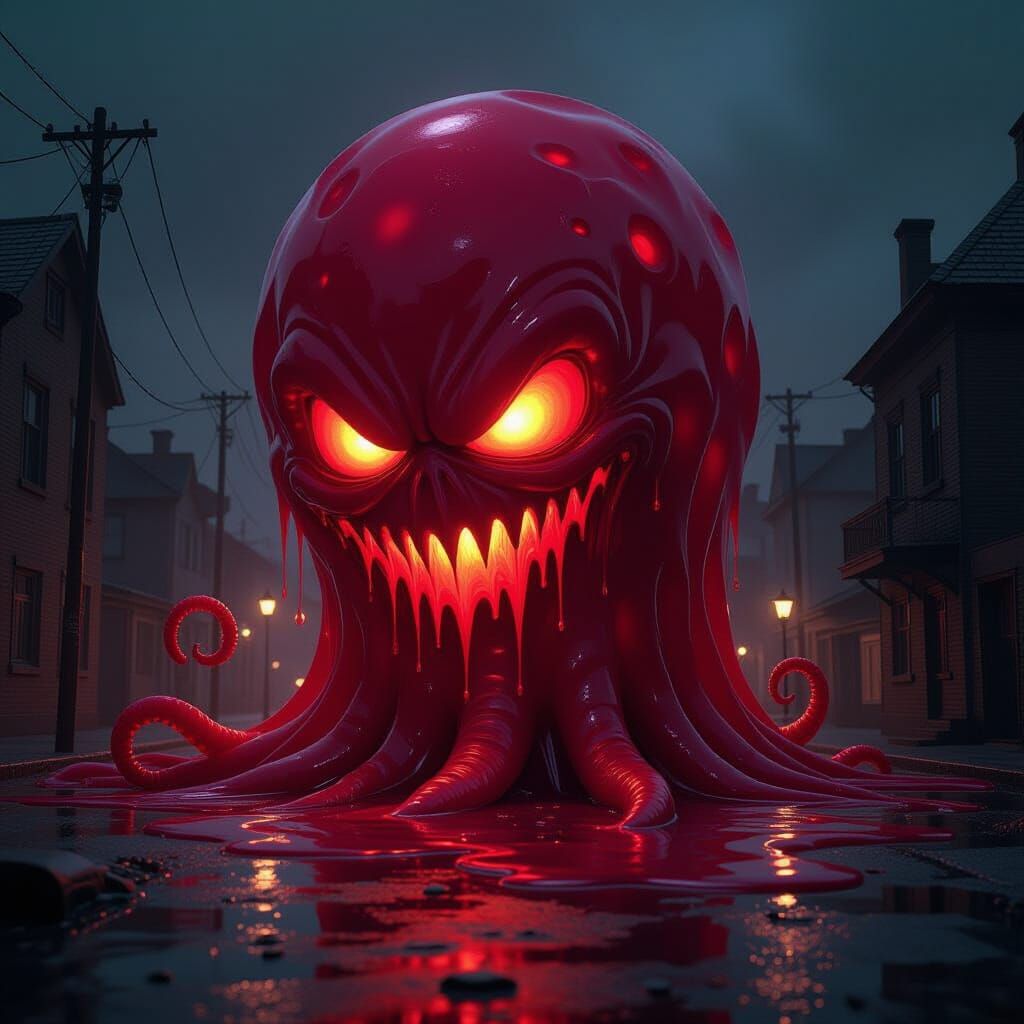 Menacing Gelatinous Blob Dominates a Dystopian Scene