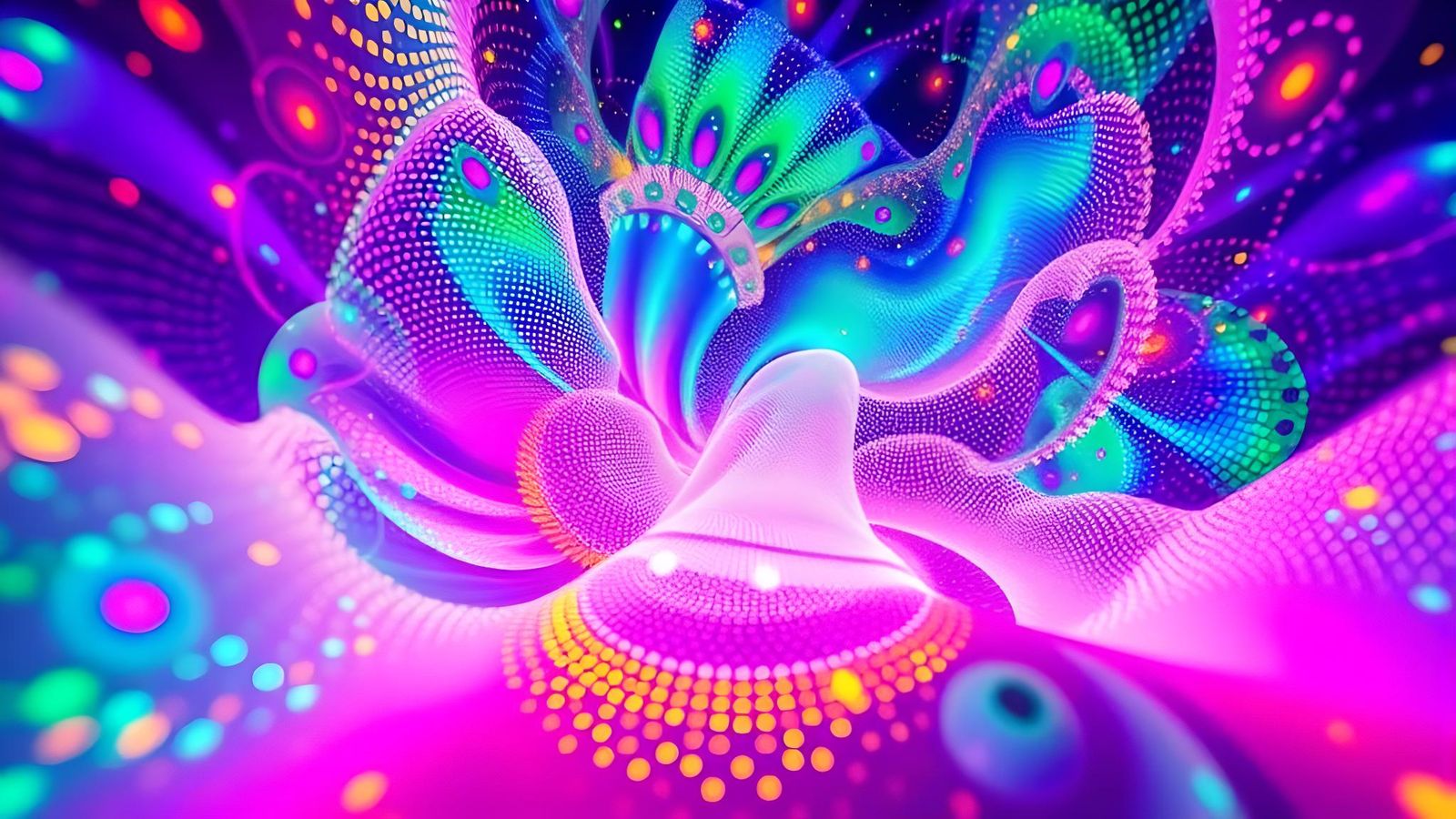 Vibrant Fractal Dotgrids with Fluorescent Glow