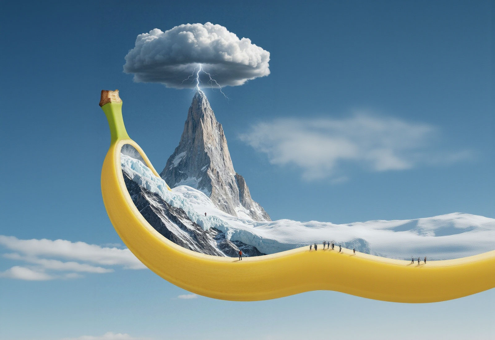 Banana Reveals Icy Mountain Landscape in Hyperrealistic Art