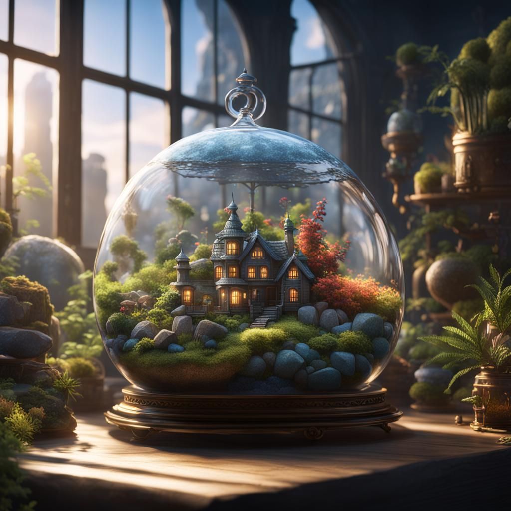 Glistening Terrarium in Morning Sun: Fantasy Concept Art