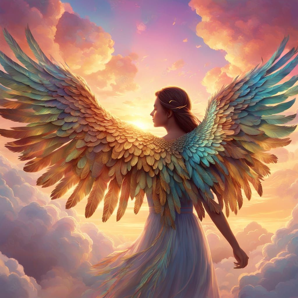 Person Holds Iridescent Wings in Digital Art