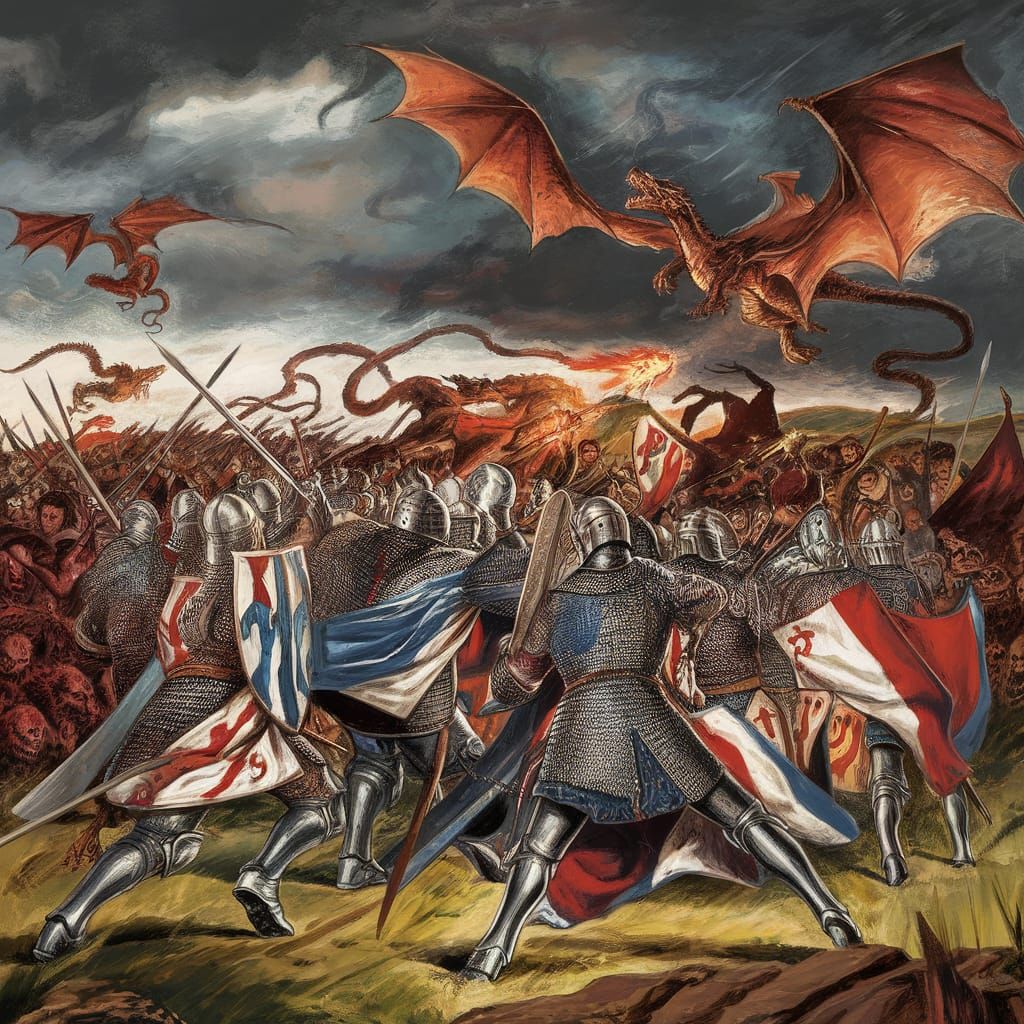 Epic Fantasy Battle: Knights vs Shadow Creatures