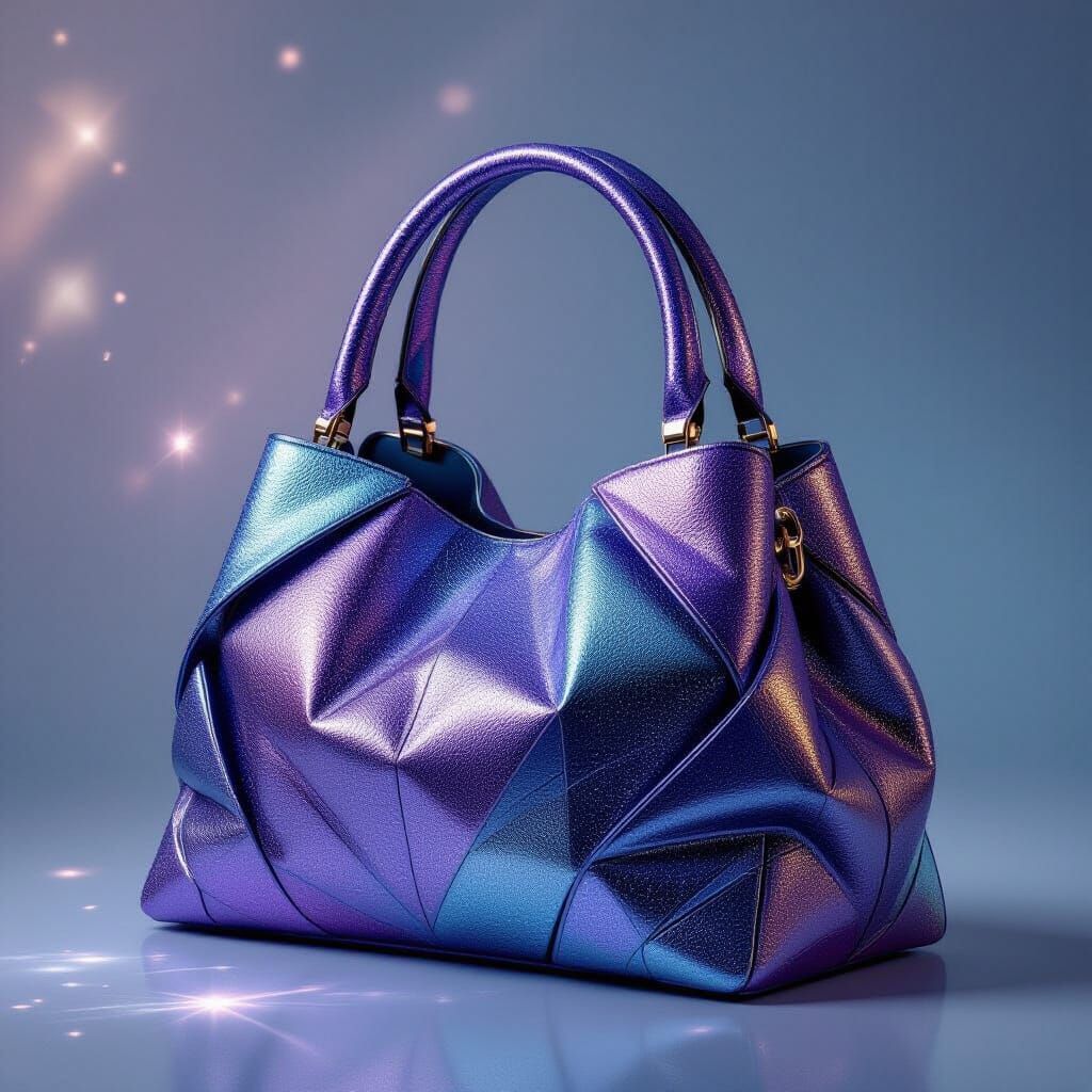 Cosmic Origami Handbag in Ethereal Digital Painting Style