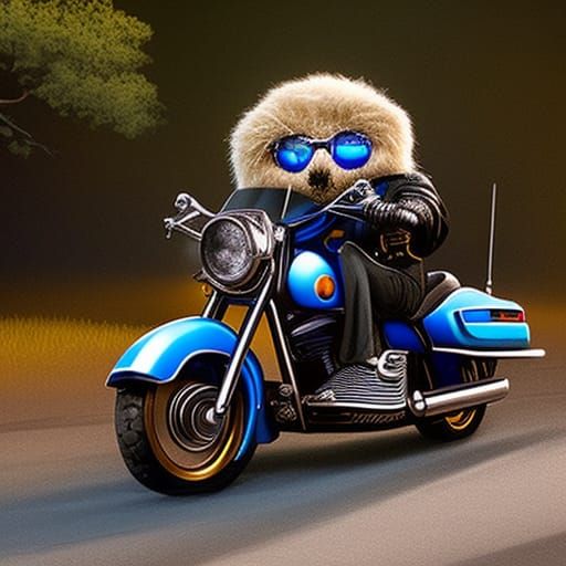 Psychedelic Furby Biker Concept Art