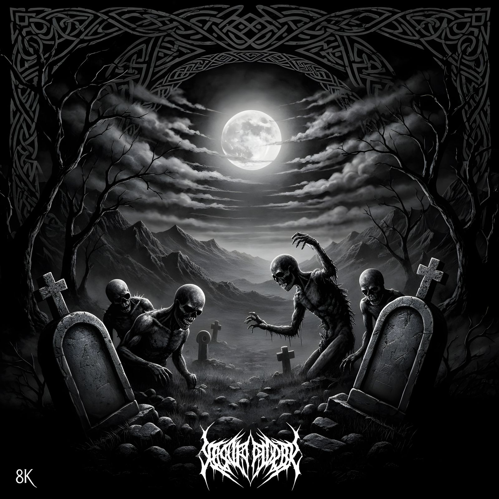 Undead Emerge from Graves in Hellish Moonscape