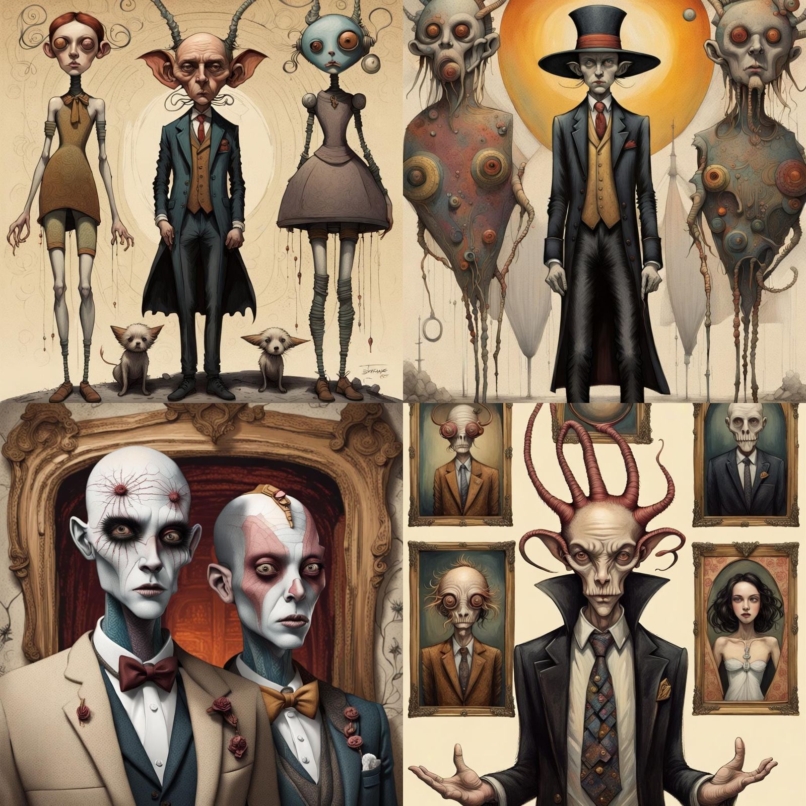 Eccentric Friends Posing in Art Brut Style