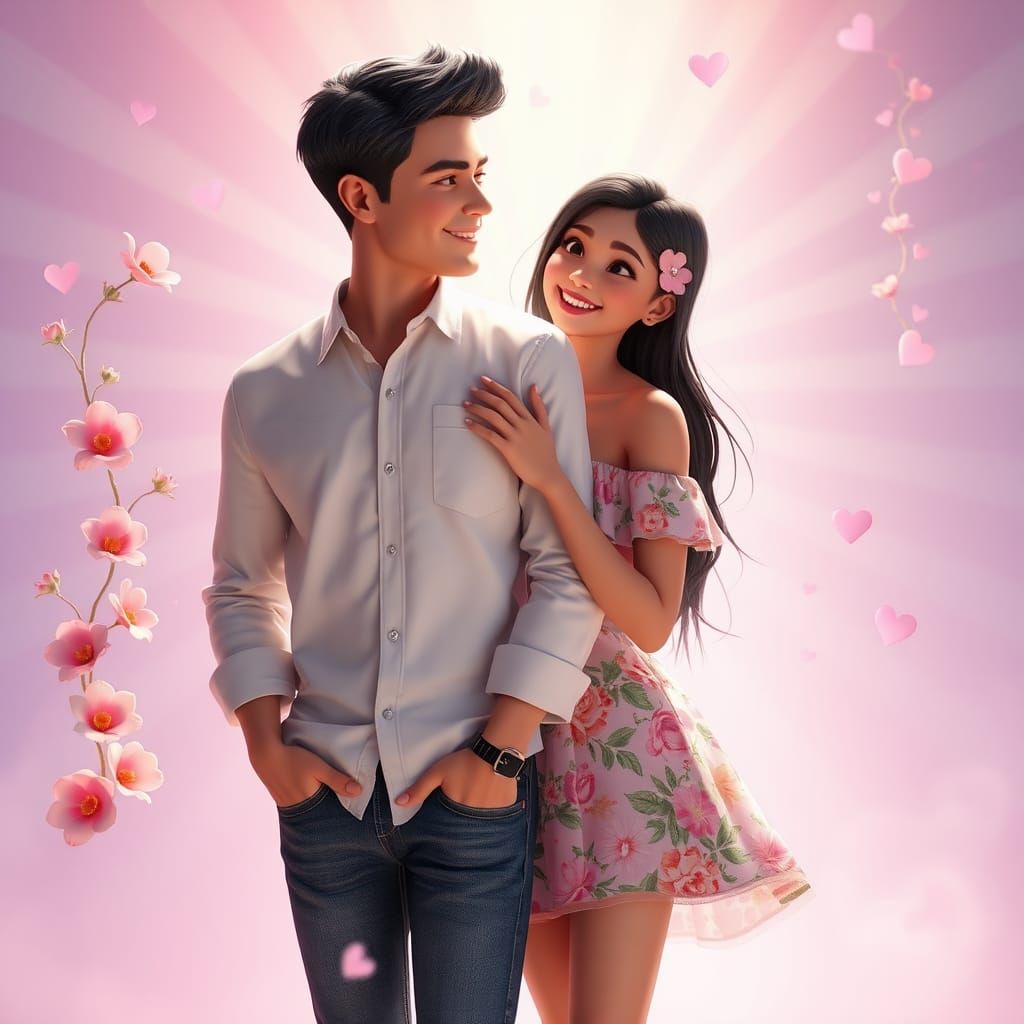 Couple Radiating Love in 3D Digital Art