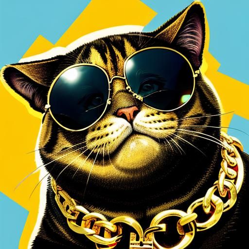 Cool Cat with Chain and Sunglasses