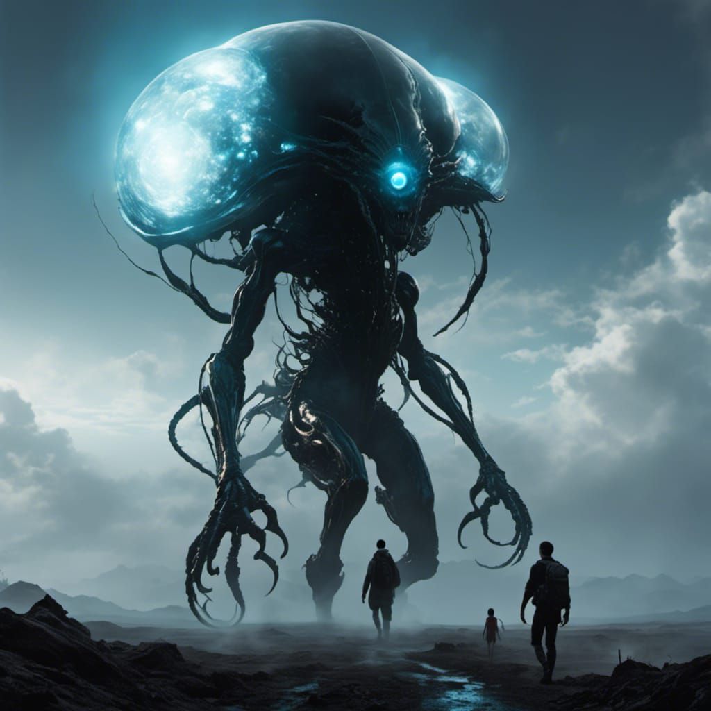 Gigantic Alien Walks in Junji Ito Style