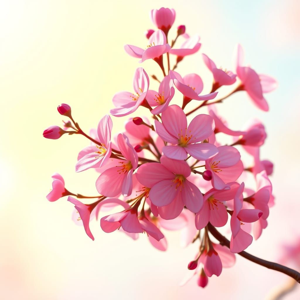 Ethereal Blossom Dance in Vibrant Digital Art