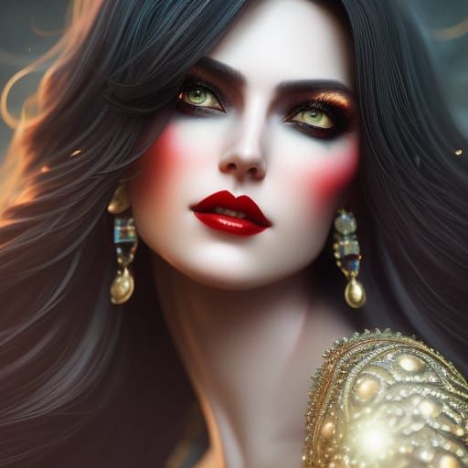 Detailed Vampire Woman Portrait in Ethereal Fantasy Style