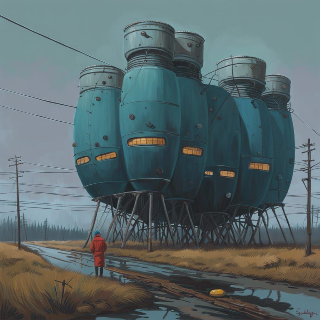 Mysterious Figure as Oil Painting in Stålenhag Style