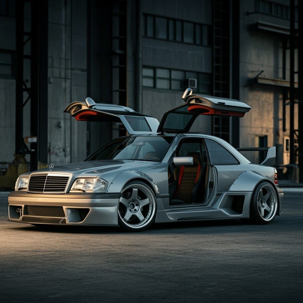 Futuristic Mercedes Benz Supercar with Gull-Wing Doors