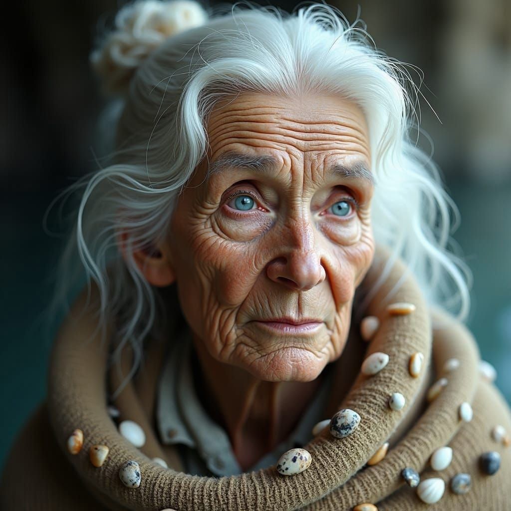 Fantasy Woman with White Hair, Detailed Matte Painting
