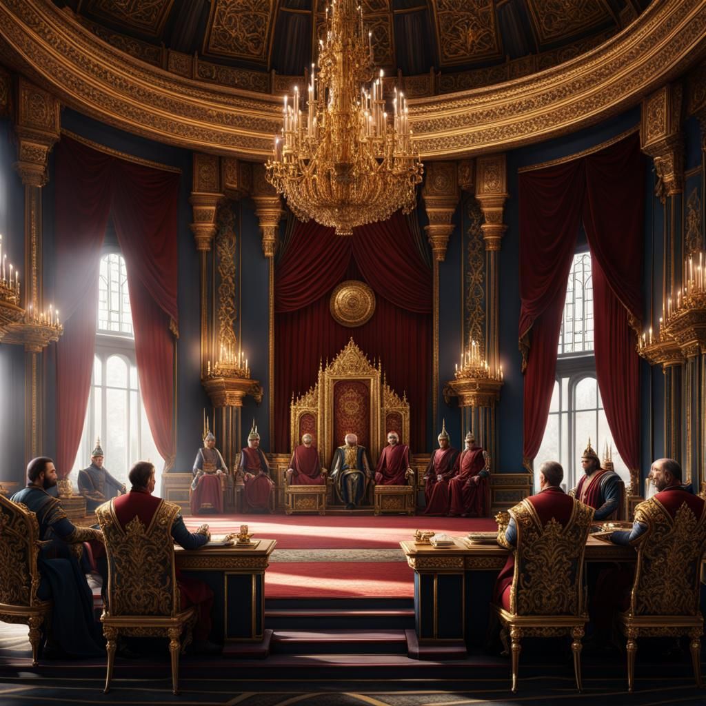 Royal Meeting: King on Throne, Fantasy Art