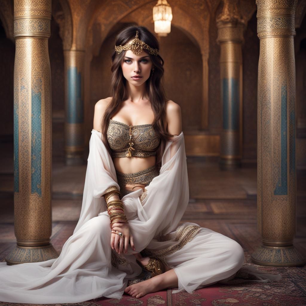 beautiful brunette, harem girl