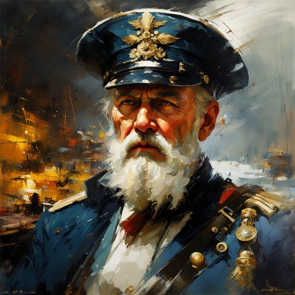 Emotional Russian Sea Captain Painting