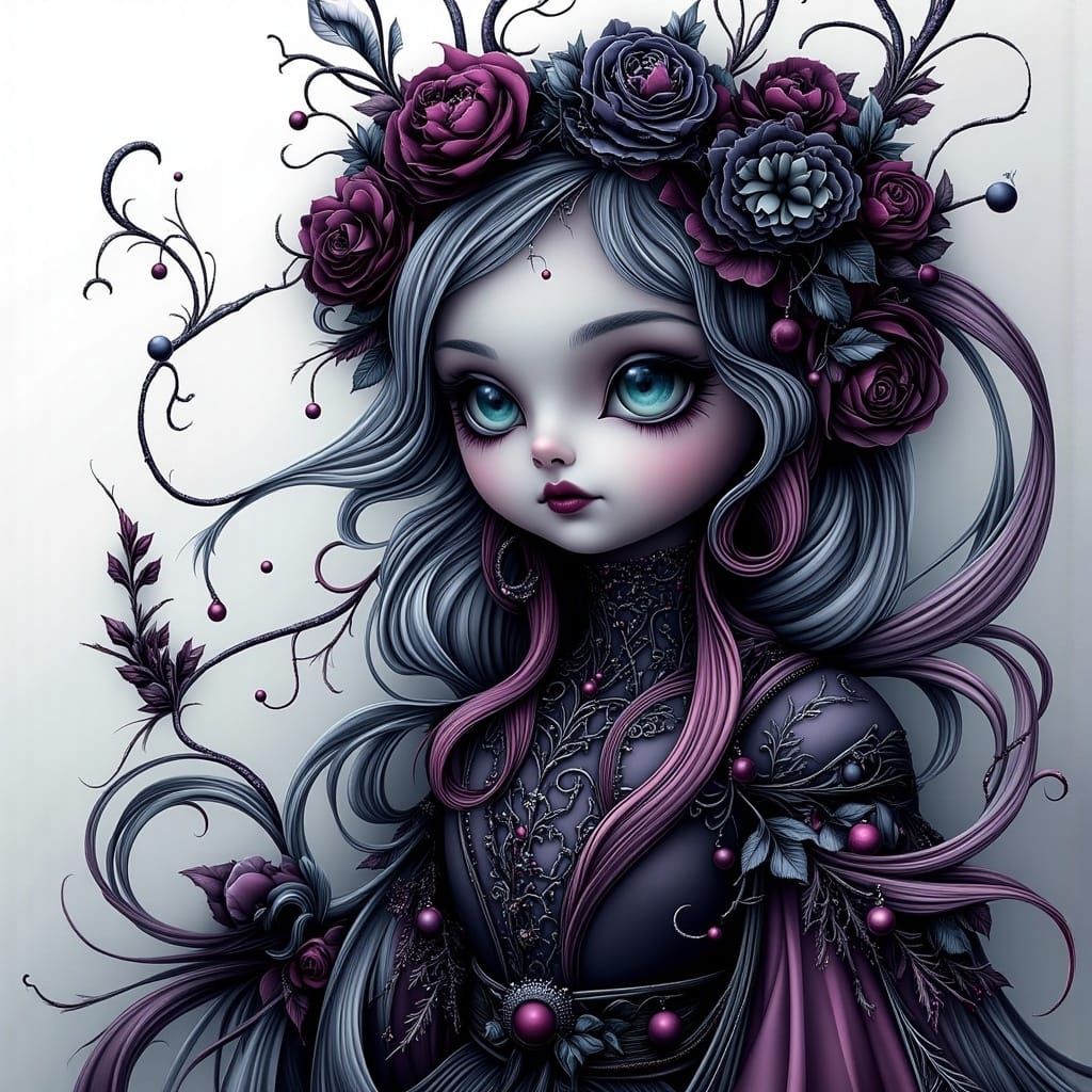 <lora:Gothic:1.0> A Close up Illustration of an Isolated Got...