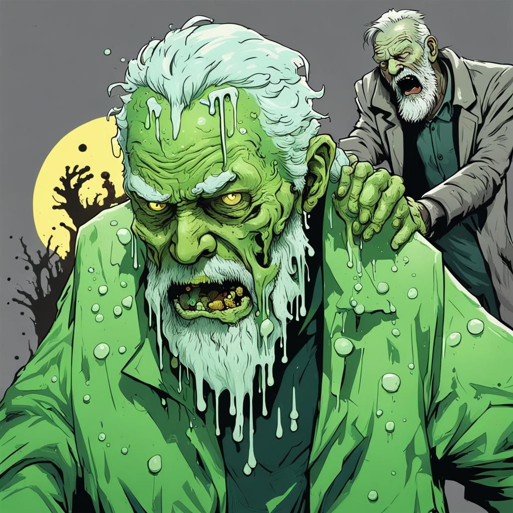 Disgusting Zombie Old Man Melting in Sewer