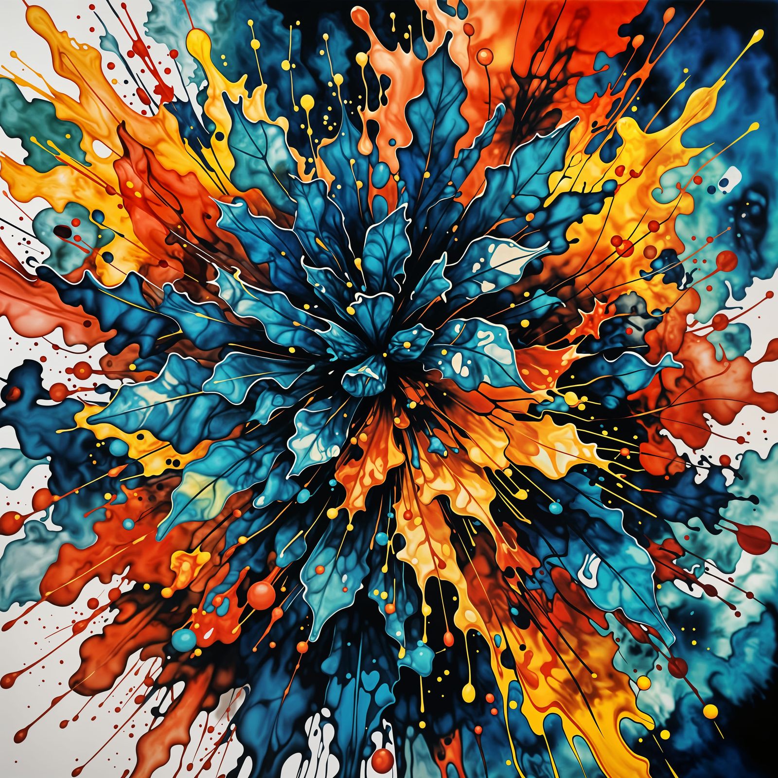 Abstract Explosion of Ideas in Watercolor and Ink