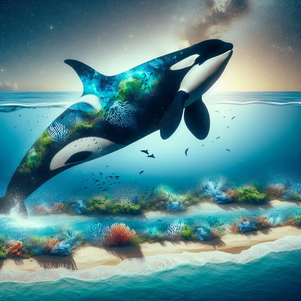 Create a digital hyperrealistic double exposure image depict...