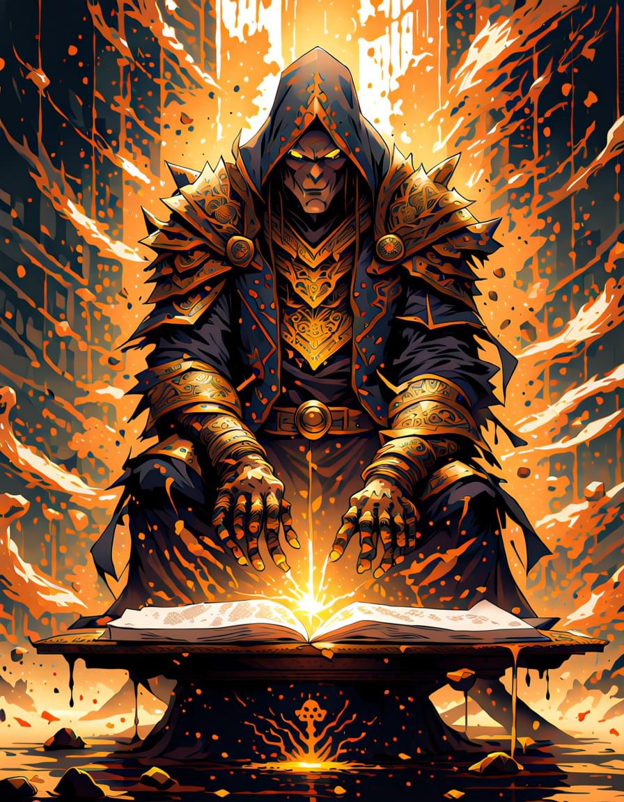 Golden Ink Ledger in 90s Anime Style