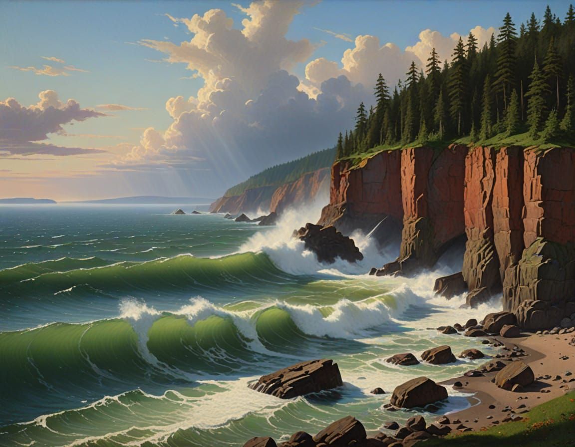 Bay of Fundy at High Tide in Vibrant, Technicolor Palette