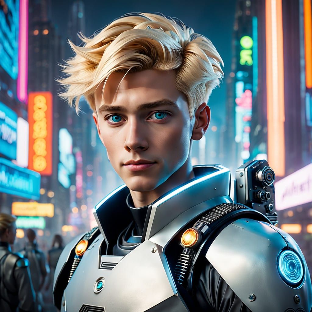 Cyberpunk Space Scout in Dystopian City