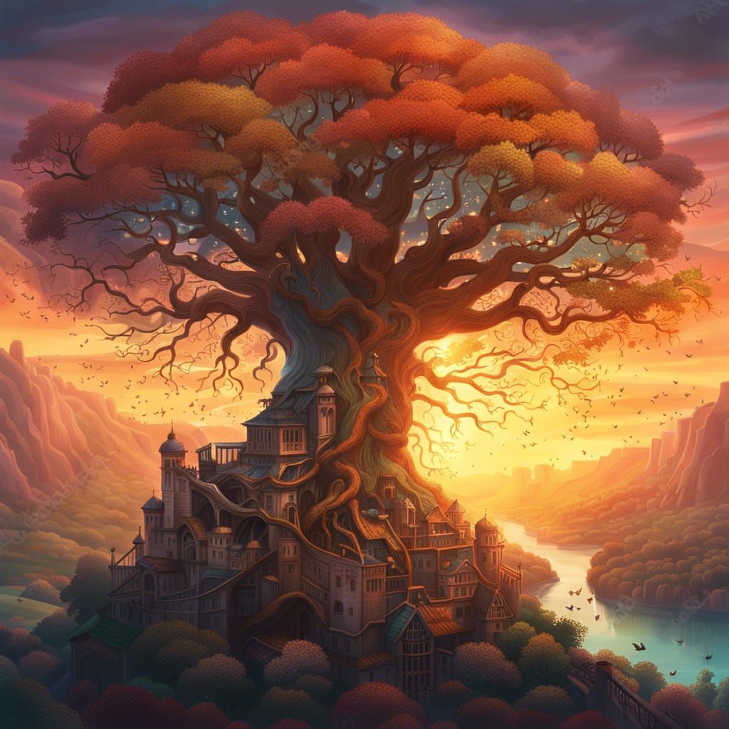 Magnificent Tree of Life Cradling Cities