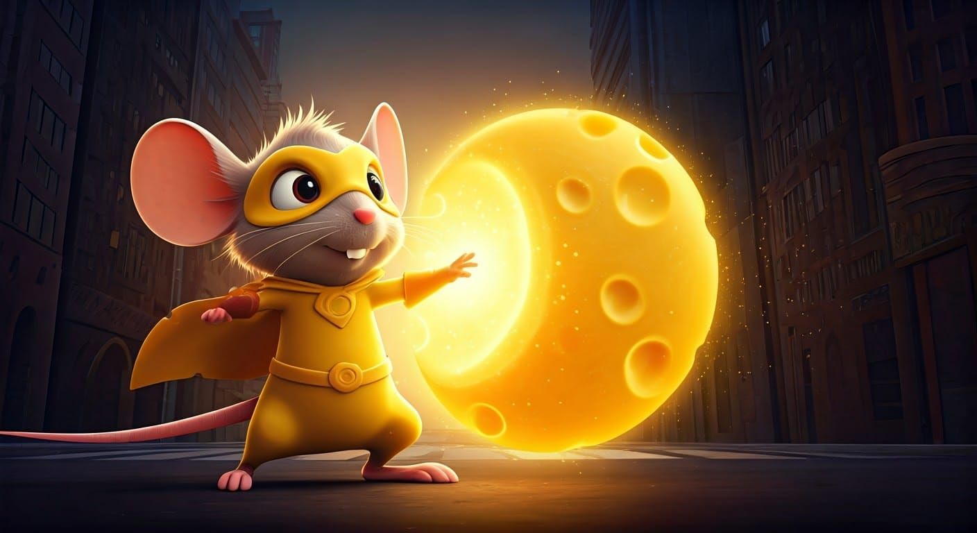 Cheesy Superhero Mouse Battles Feline Foe