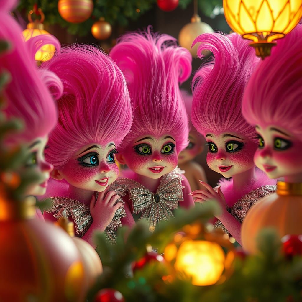 Festive Pink Whoville Christmas in 3D Anime Style
