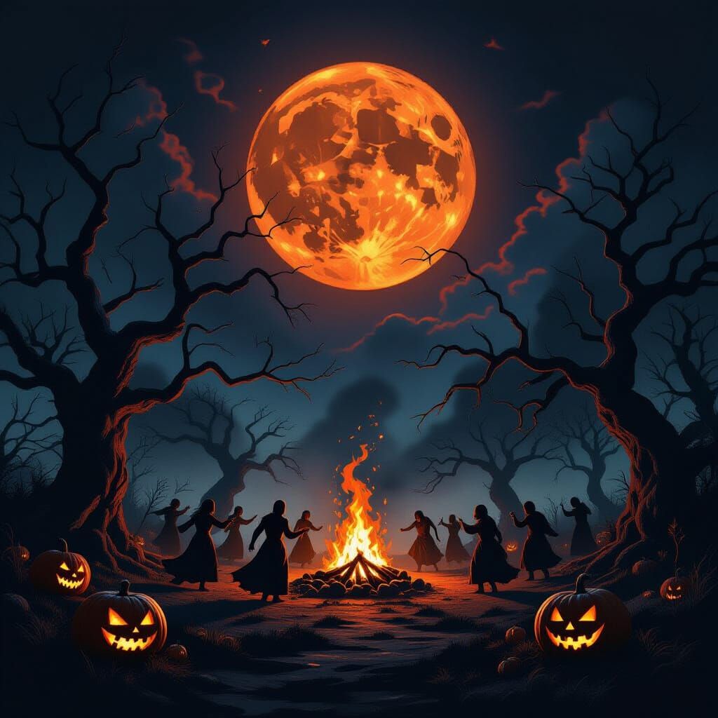 Macabre Harvest Festival Under Blood Moon