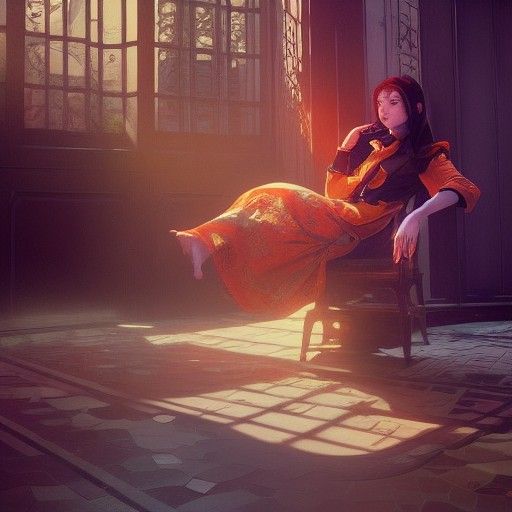 Dangerous Spy in Tea House: Art Nouveau Concept