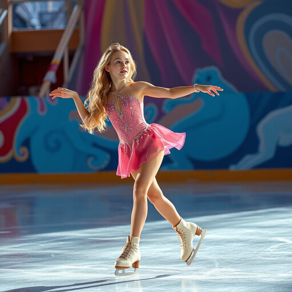 Elegant Figure Skater in Hyperrealistic Digital Art