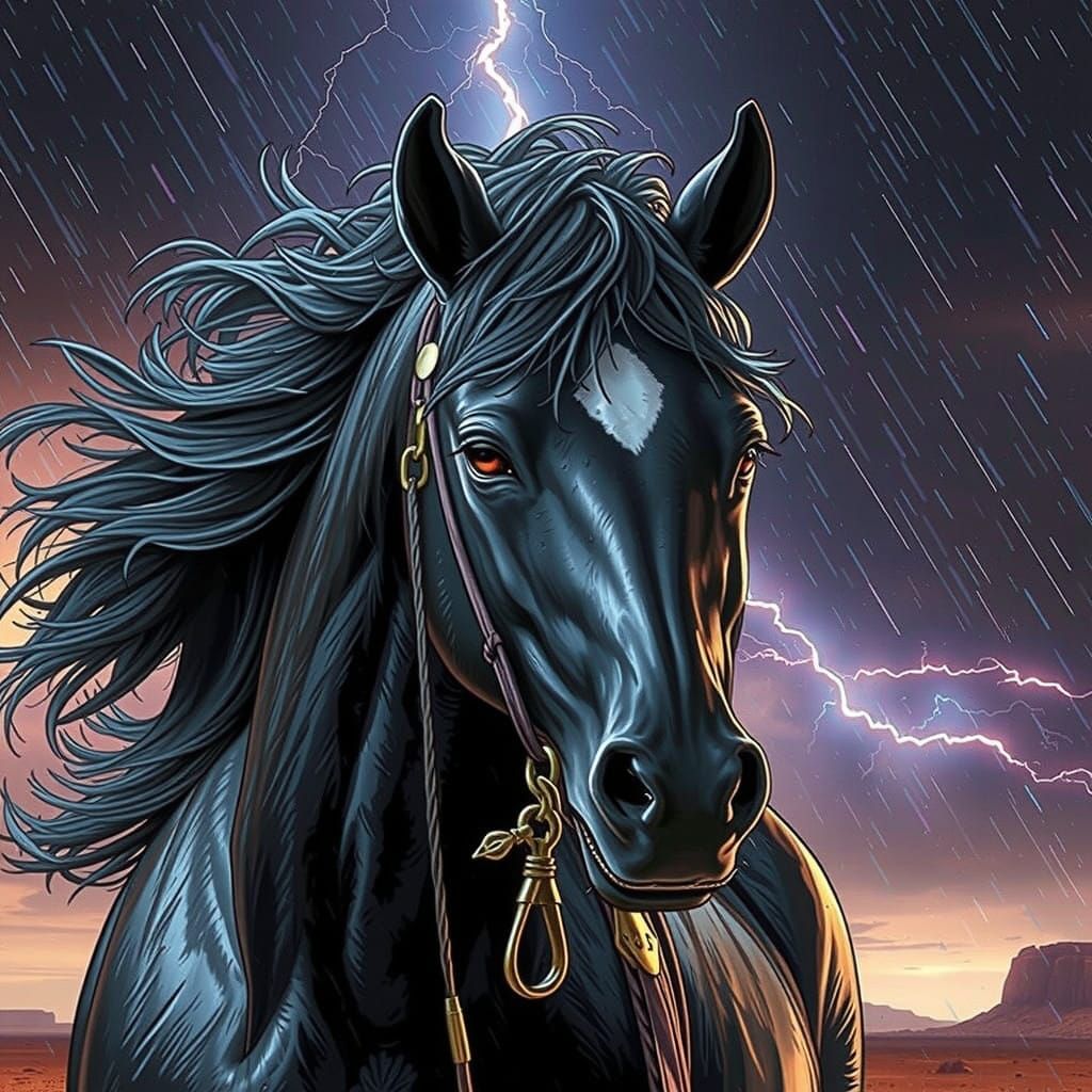 Moonlit Stallion Thunderstorm